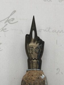 novelty nib in the shape of a hand